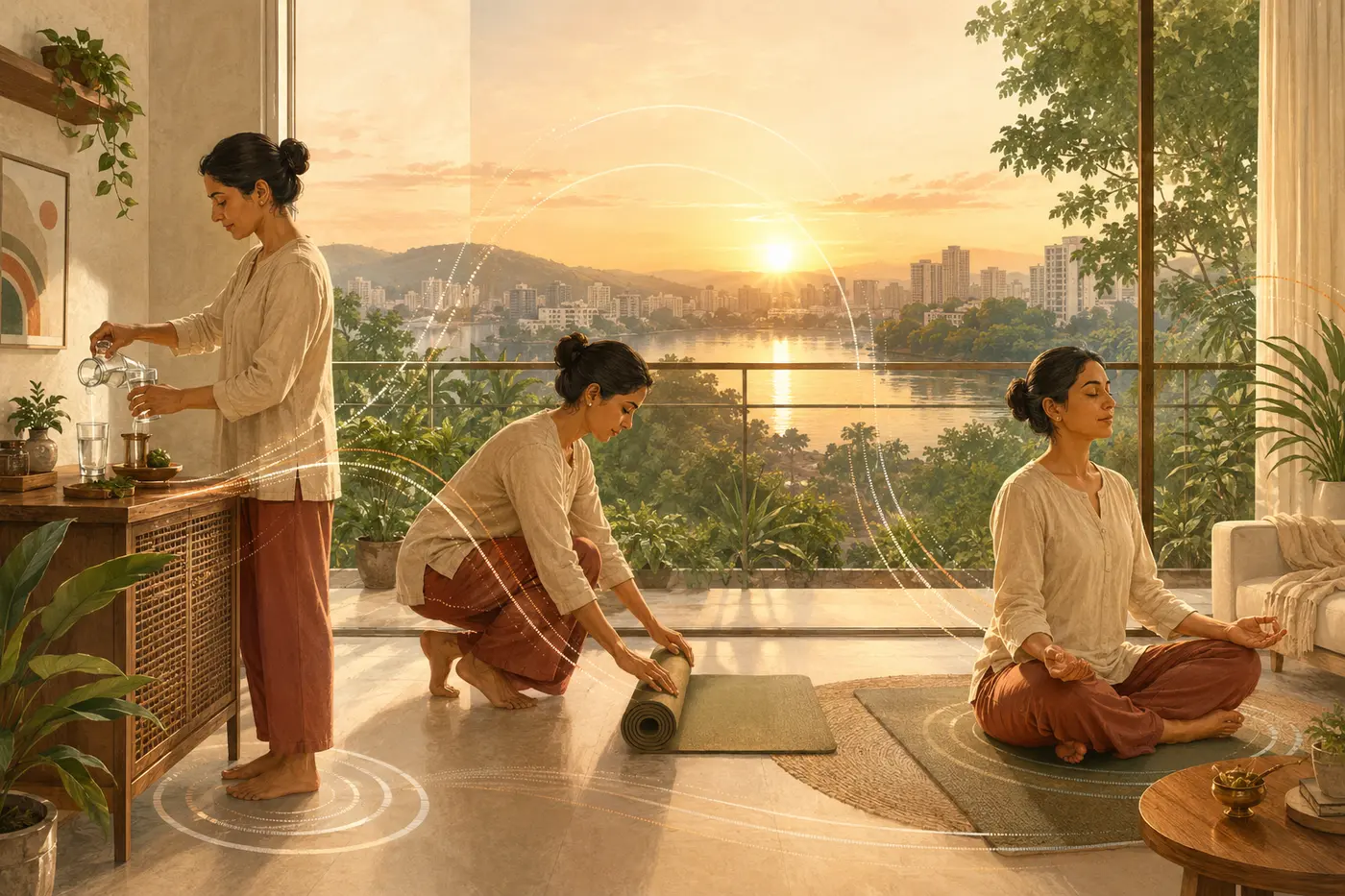 A sunrise daily wellness routine